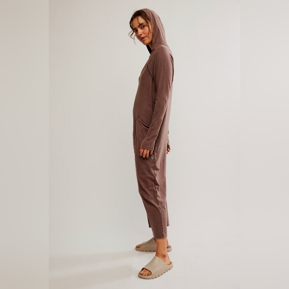 Free People FP Movement Hot Shot Long Sleeve Romper Dark Espresso Brown Small - Picture 13 of 14